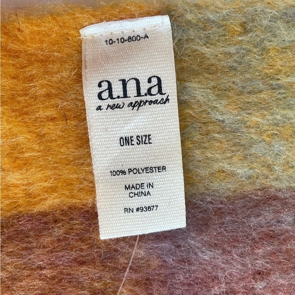 ANA Fall Orange Yellow Blue Red Plaid Fringe Soft Scarf - Picture 4 of 5